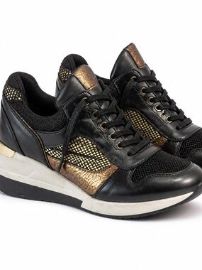 Trinity Black and Gold Women's Fashion Sneakers
